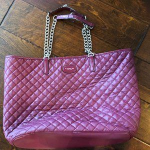 Coach cranberry metro quilted chain tote
